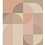 fototapet geometriskt motiv i Bauhaus-stil rosa och beige