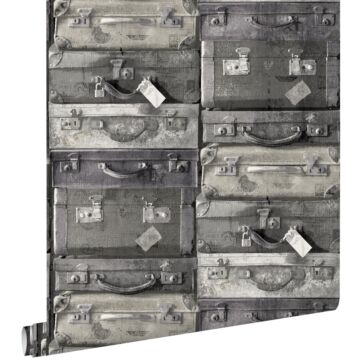 tapet vintage resväskor svart och grått