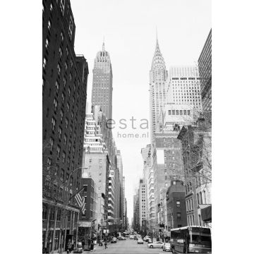 fototapet New York gatuvy svart och vitt