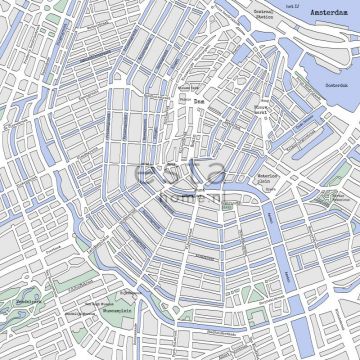 fototapet karta av Amsterdam grått och blått
