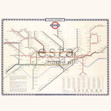 fototapet Karta av Londons tunnelbana beige, rött och blått