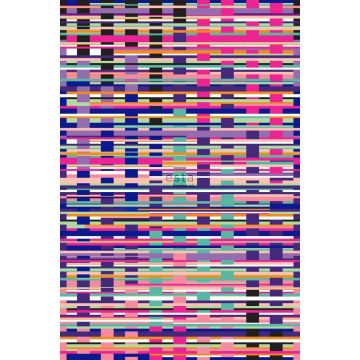 fototapet grafiskt motiv rosa, lila, blått och svart