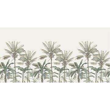 fototapet palmer ljusbeige och grågrönt