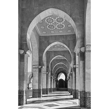 fototapet Marockansk Marrakech Riad-galleri svart och vitt