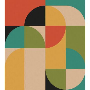 fototapet geometriskt motiv i Bauhaus-stil mångfärgat