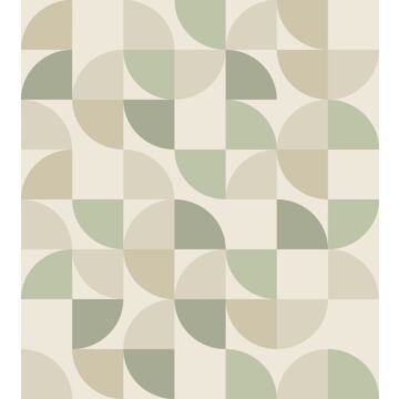 fototapet geometriska mönster beige och grönt