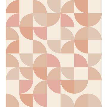 fototapet geometriska mönster beige och rosa